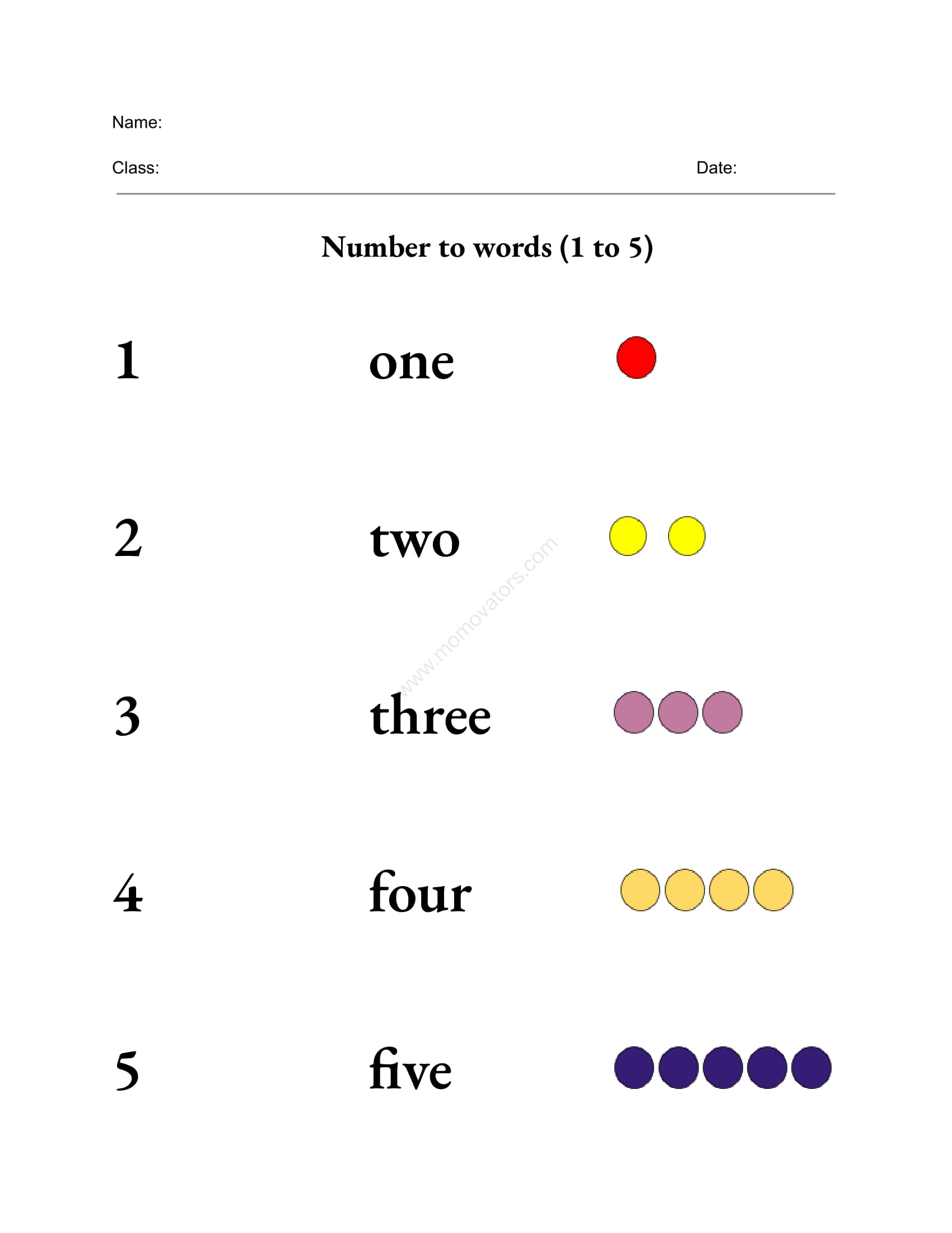 matching-numbers-to-words-worksheet-1-5